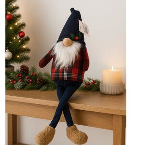 Sitting Christmas Gnome Plush 21" Santa Decoration Dangling Legs Holiday Decor